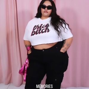 White Graphic Crop Top